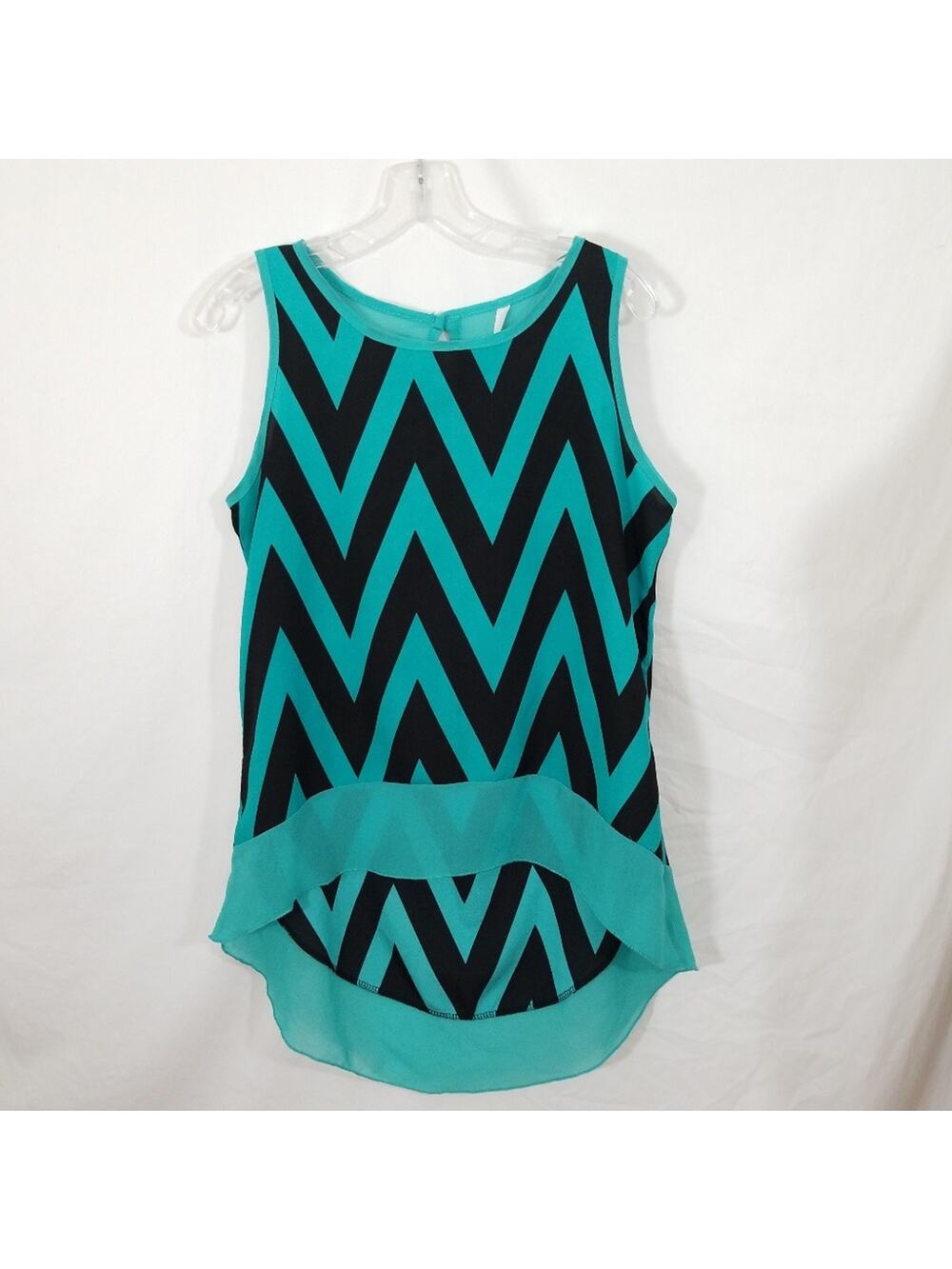 Yoyo 5 Teal Black Chevron ZigZag Stripe HiLow Top